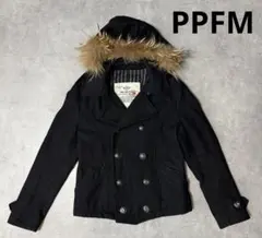 y2k 【PPFM 】ショート丈ピーコート　リアルファー　ファイブフォックス