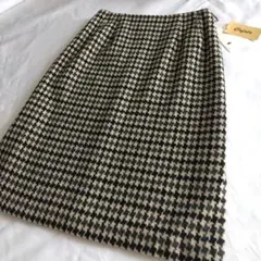 千鳥格子柄ウール混タイトスカートLサイズ