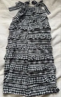 レディース チェック柄キャミワンピ ガーリー フリルリボン