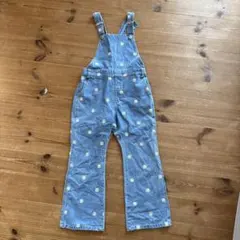アプレレクール　デニムブルー 花柄刺繍 オーバーオール