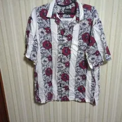 Maui & Sons アロハシャツ 半袖 ハイビスカス 総柄 メンズ 夏古着のサムネイル