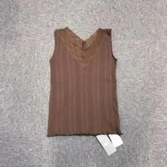 Ray BEAMS レースリブ　タンクトップ　Vネック