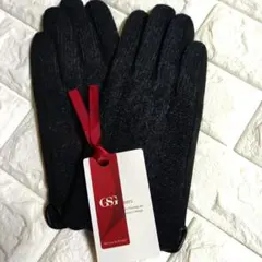 GSF ウール混合 メンズ 黒手袋 自転車 ドライビング 防寒 ブラック