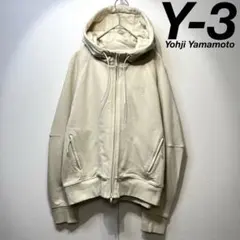 希少 美品 Y-3 ヨウジヤマモト バックロゴ デザイン ジップ パーカー 