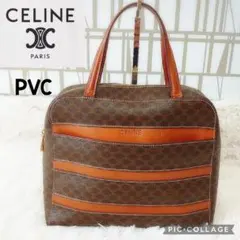 CELINE トートバッグ ショルダー 2way マカダム柄 茶 レザー pvc 