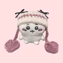 お座りぬいぐるみ ちいかわ Y2K ハートの猫耳帽子 しましま リボン付き