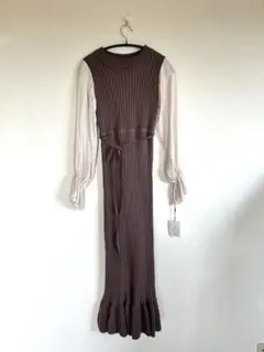 タグ付未使用GRLリブ編み長袖ニットワンピース