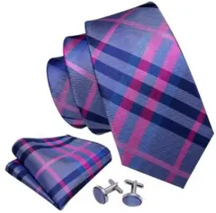 メンズ　ネクタイ ポケットスクエアカフスボタンセット