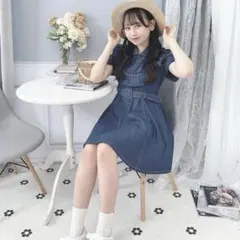 【evelyn】フリルデニムミニOP【再値下】