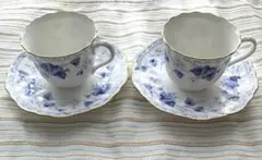 Narumi Bone Chinaティーカップとソーサー 2セット ペア