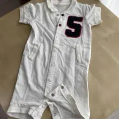 COMME CA ISM ホワイトロンパース 数字5刺繍　50-70