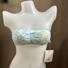 Ravijour水色 フラワープリント ベアトップ フリーサイズ