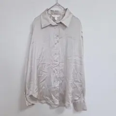 H＆M ベージュ シルク風 長袖 シャツ S 前開き