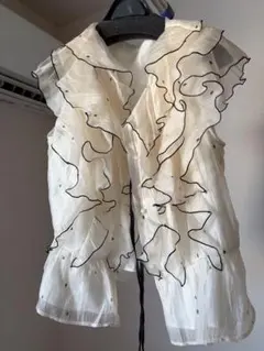 frill collar ribbon blouse ブラウス アイスブルー | Mercari