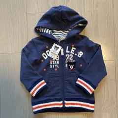 新品　ミキハウス ダブルB パーカー フード付き ネイビー 90cm タグ付き