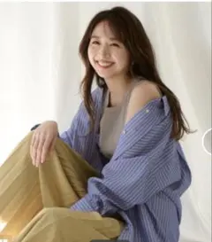any ストライプシャツ ブルー M 美品のサムネイル