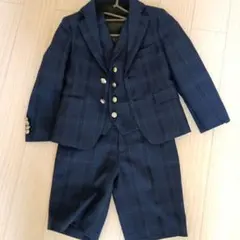 【着画あり】ネイビー・チェック フォーマルスーツ　110