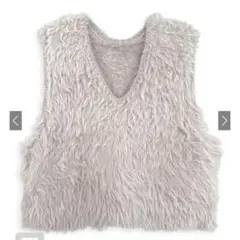 【GRL】Vネックフェザーショート丈ニットベスト[ab166f]