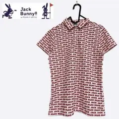 JACK BUNNY ジャックバニー 半袖ポロシャツ 総柄 レッド 2 ゴルフ