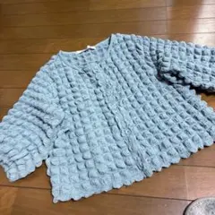 Blue Strive 水色 ボタン付き カーディガン 七分袖