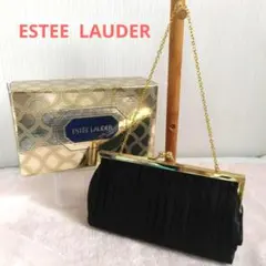 Estee Lauder ブラッククラッチバッグ　がま口チェーン　パーティー
