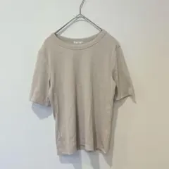 .GU リブカットソーTシャツ 半袖 ベージュ M シンプル 無地　春夏