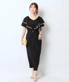 定価2.7万 ジャスグリッティー 配色リネンライク 원피스 블랙