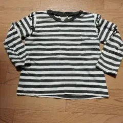 新品　ストライプ フリル付き長袖Tシャツ 95cm