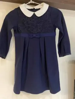 美品！グリーンレーベルリラクシング　ポンチ襟付きワンピース115cm