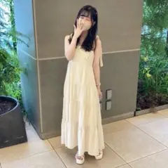 マジェスティックレゴン 肩リボンティアードワンピース キャミワンピース S