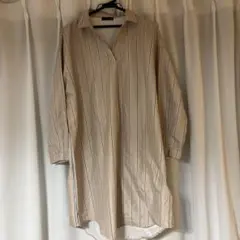 a.g.plus ストライプ シャツワンピース ベージュ