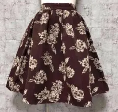 【dazzlin】ダズリン 2トーン フラワープリント フレアスカート F