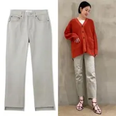 Mila Owen 裾段差テーパードデニムパンツ ライトグレー サイズ２