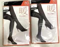ATSUGI 80デニール やわらか発熱タイツ M-L ２点セット