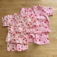 まとめ売り　甚平　90㎝　女の子　双子　ピンク　白