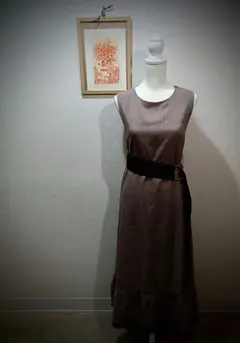 ブラウン ノースリーブ カットソーワンピース