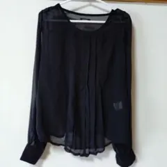 黒 シースルー 長袖 トップス