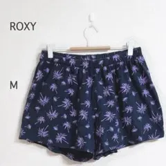 【ロキシー】ショートパンツ ネイビー ウエストゴム 総柄 M カジュアル 夏