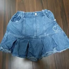 インナーパンツ付きデニムスカート ハート刺繍付き（N）Y2K 平成ギャル 00s