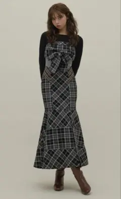 ワンピース andmary Juni check dress M andmary Juni check dress beige S - メルカリ