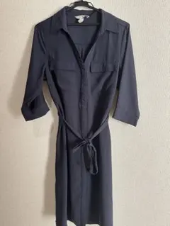 H&M ネイビー シャツワンピース EUR 40 エイチアンドエム