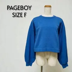 PAGEBOY ページボーイ クルーネックスウェット 短丈 F ブルー【265】のサムネイル