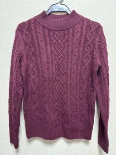 無印良品★ボルドーケーブルニット タートルネックセーター
