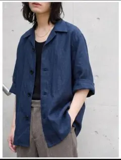 RAKINES×MusterWerk 別注長袖リネンシャツ ネイビー - メルカリ
