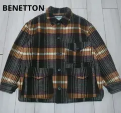 90sヴィンテージ BENETTONベネトン チェック ウール ジャケット 48