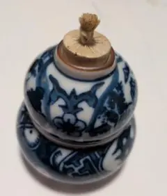 茶道具 染付 瓢形 振出　洞華作