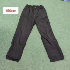 黒カーゴパンツ 　裏起毛　ゴムウエスト 160cm