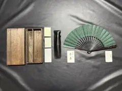 扇子 23cm 白竹堂 流水 紺 いぶし銀 京扇子 着物 和装 和洋折衷 桐箱
