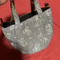 トートバッグ　クマ　ベア　テディベア　バケツ型　ベア柄