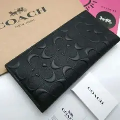新品　COACH　長財布　メンズ　エンボスシグネチャー　ブラック